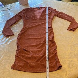 SHEIN SXY Plunging Neck Ruched Glitter Bodycon Dress NWT